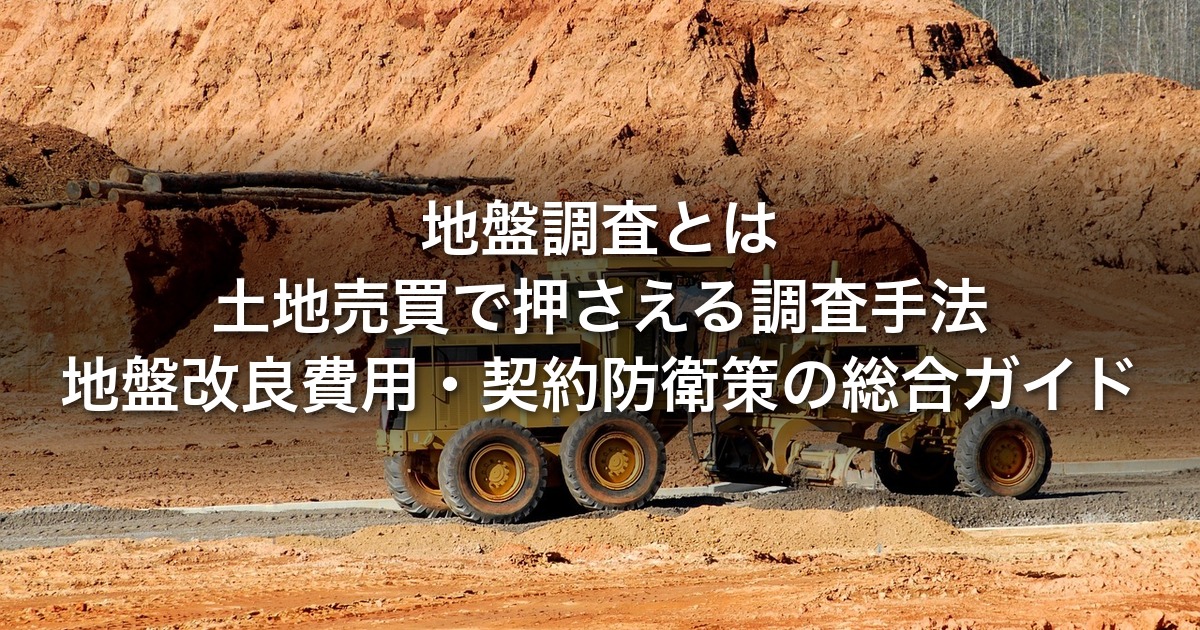 地盤調査とは｜土地売買で押さえる調査手法・地盤改良費用・契約防衛策の総合ガイド