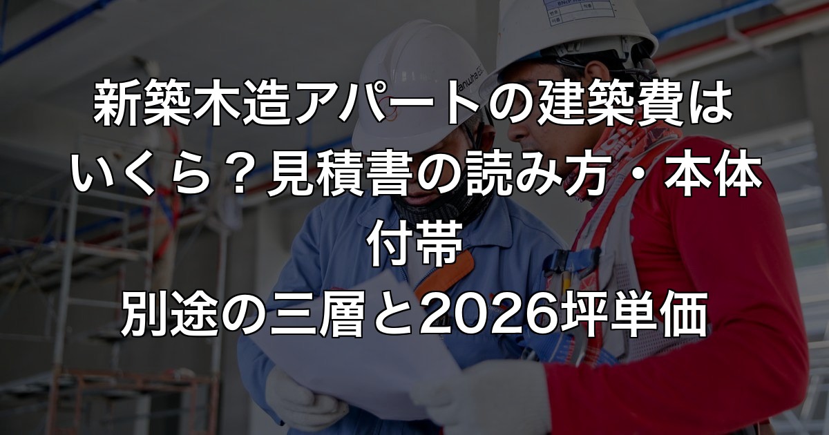 新築木造アパートの建築費はいくら？見積書の読み方
